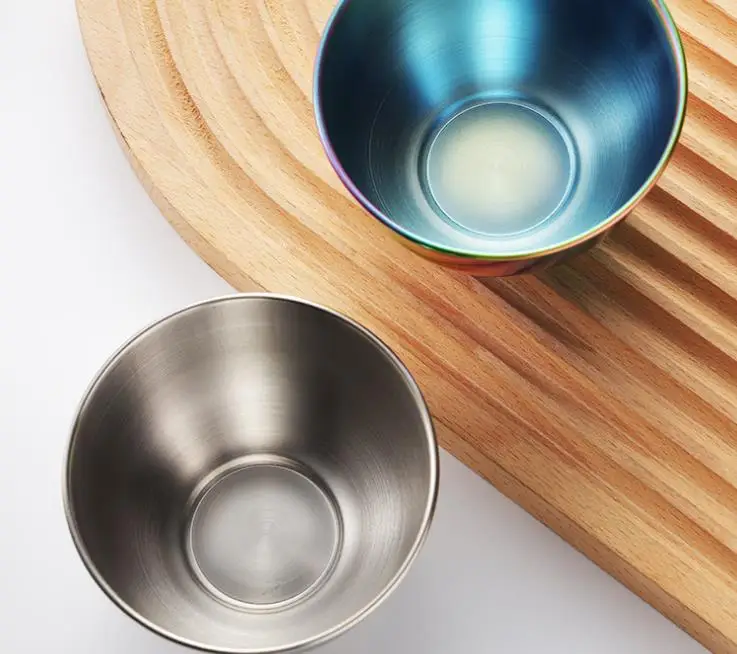 Stainless Steel Small Bowls Sauce Dishes Ice Cream Cups Mini Serving Dessert Bowl Round Seasoning Dishes Sushi Dipping