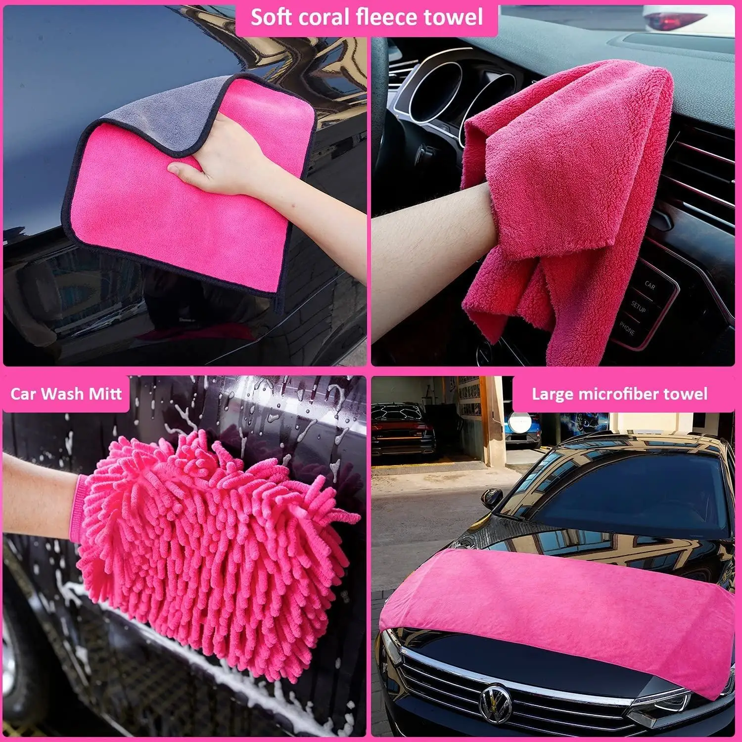 31pcs Pink Car Cleaning Kit Set Car Wash Kit With Canvas Bag Cleaning Gloves Other Car Cleaning Tools