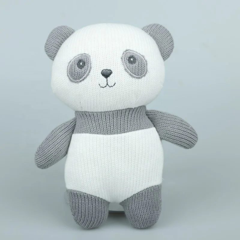 New style cute knitting panda teddy bear bunny elephant deer stuffed animal doll comfort plush toy
