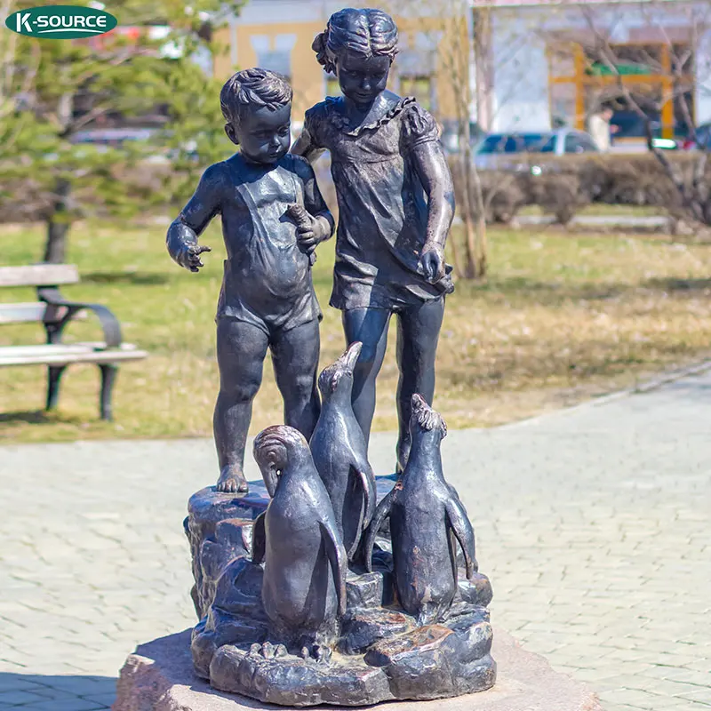 Park and City Decor Boys and Girls Leapfrog Children Statue Large Bronze sculpture