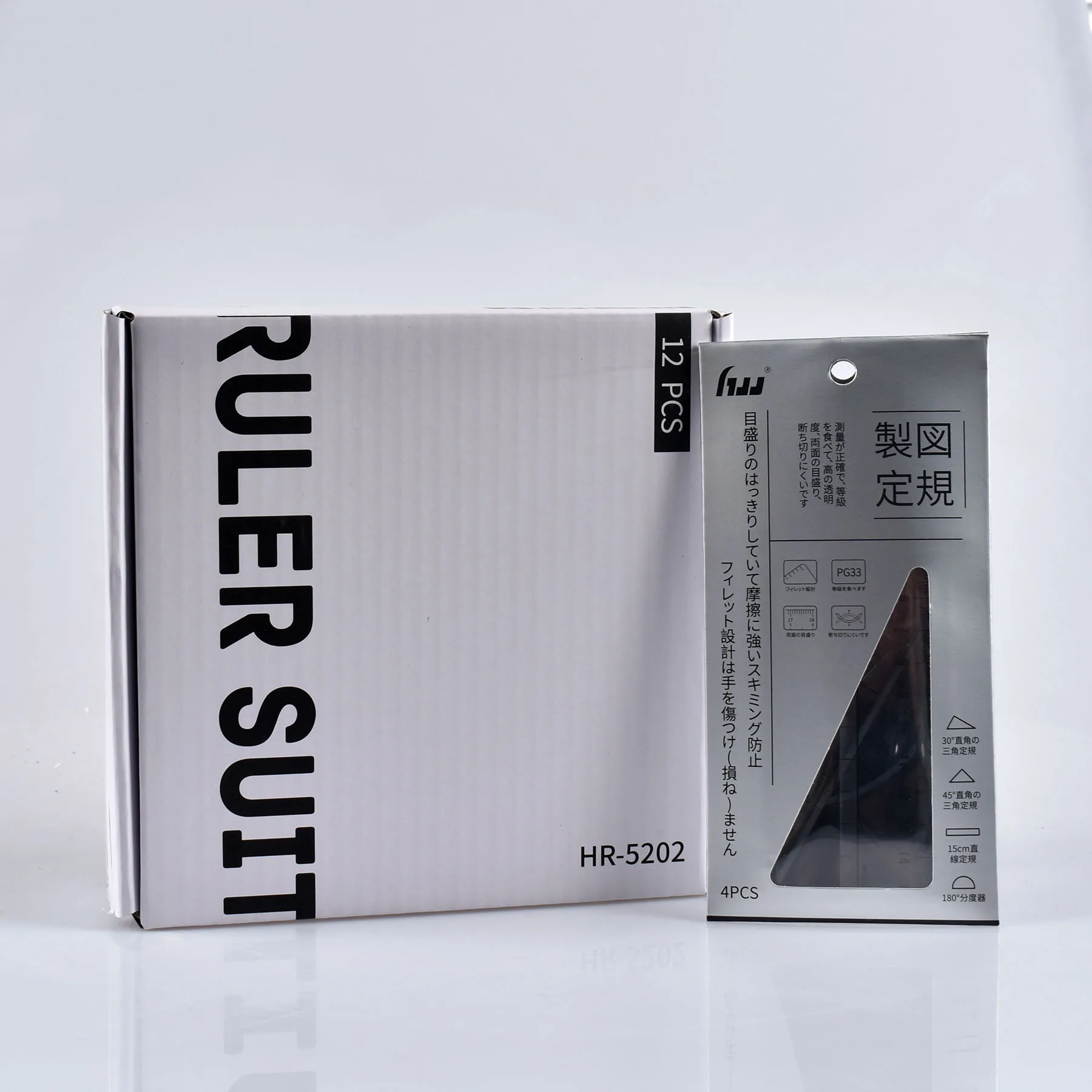 Haiwen brand high  quality back to school ruler set student15CM plastic t  ruler set square protractor math set