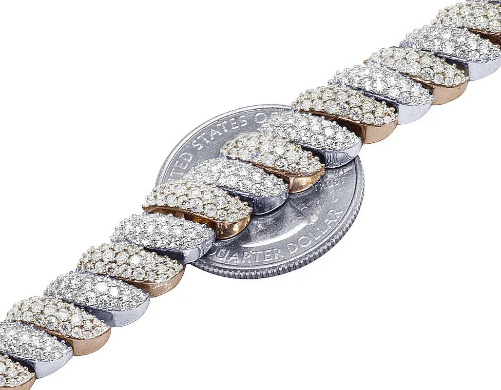 2021 new fashion silver rose gole two tone plated bling hip hop jewelry micro pave cz full diamond snake chain men bracelet