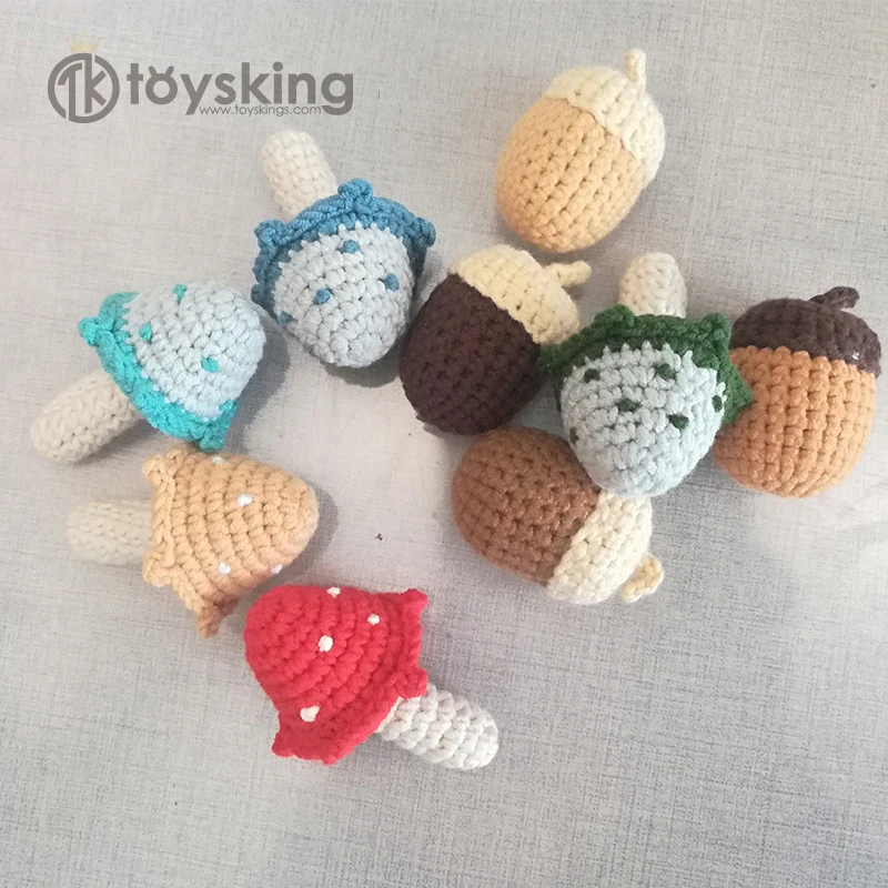 TK Handmade Yarn Knitting Agaric Mushroom Soft Toys for Baby Play Early Education toy