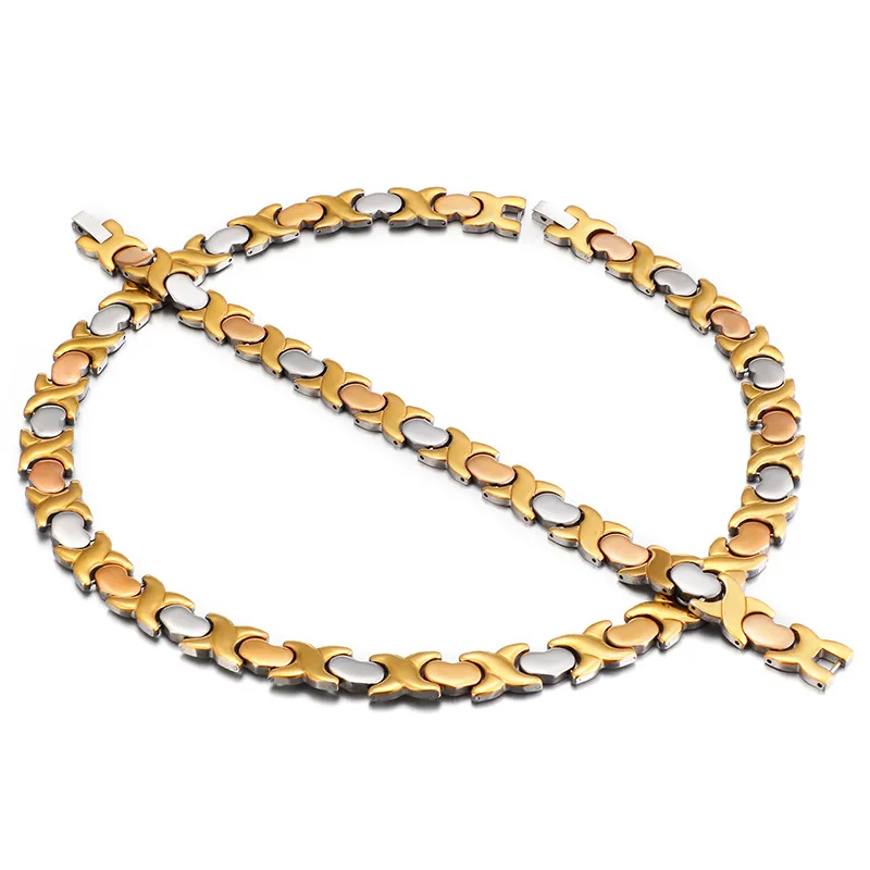 DUYIZHAO Роскошная пара XOXO цепь для тела 316L из нержавеющей стали 18K позолоченный X сердце набор ювелирных изделий