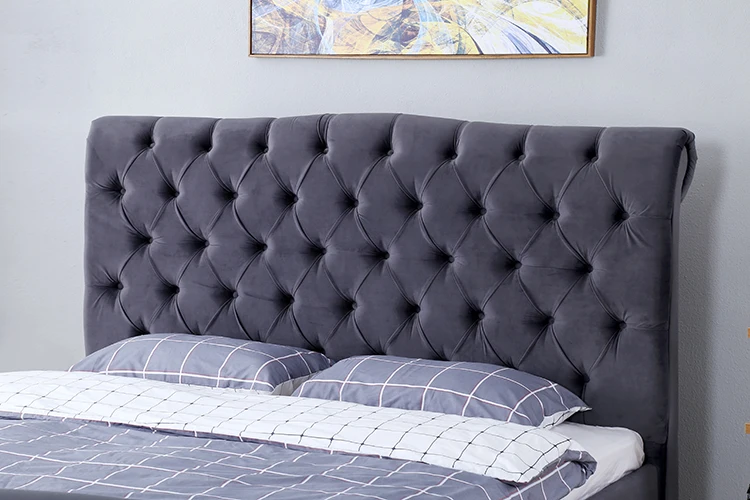 Willsoon furniture 1304 Button tufted headboard fabric upholstered bed for home furniture