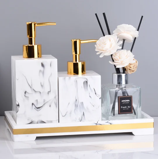 hotel black marble foam lotion bottle colored pump kitchen bathroom resin cosmetic hand foaming liquid soap dispenser  bottle