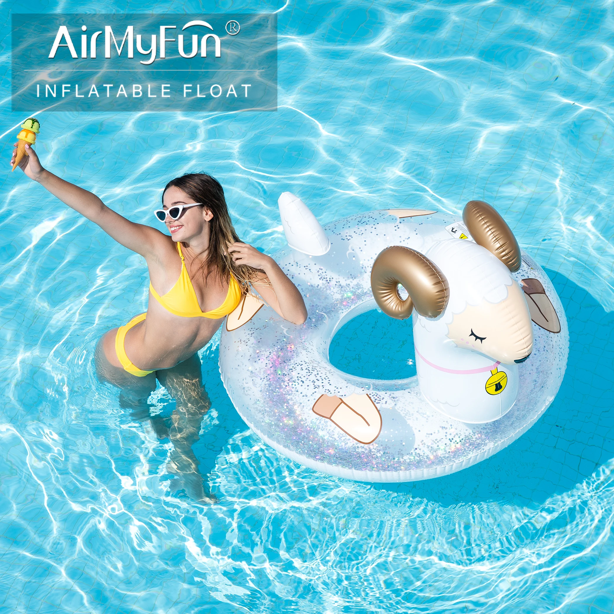 Airmyfun New Design PVC sheep Inflatable Pool Circle Swimming Ring for Sale