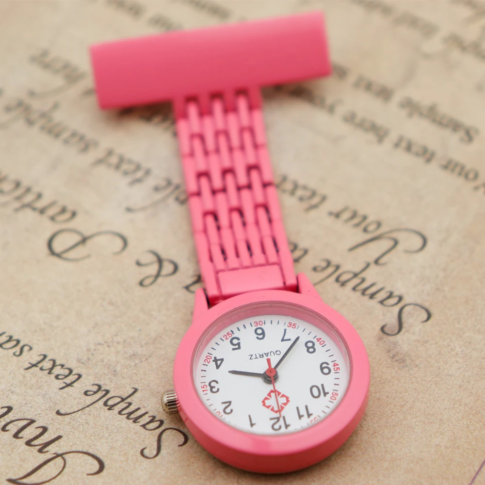 Popular Alloy Pin Nurse Watch Hot Sale Pocket Watch Pink Cute Color Watch for Nurse Hospital