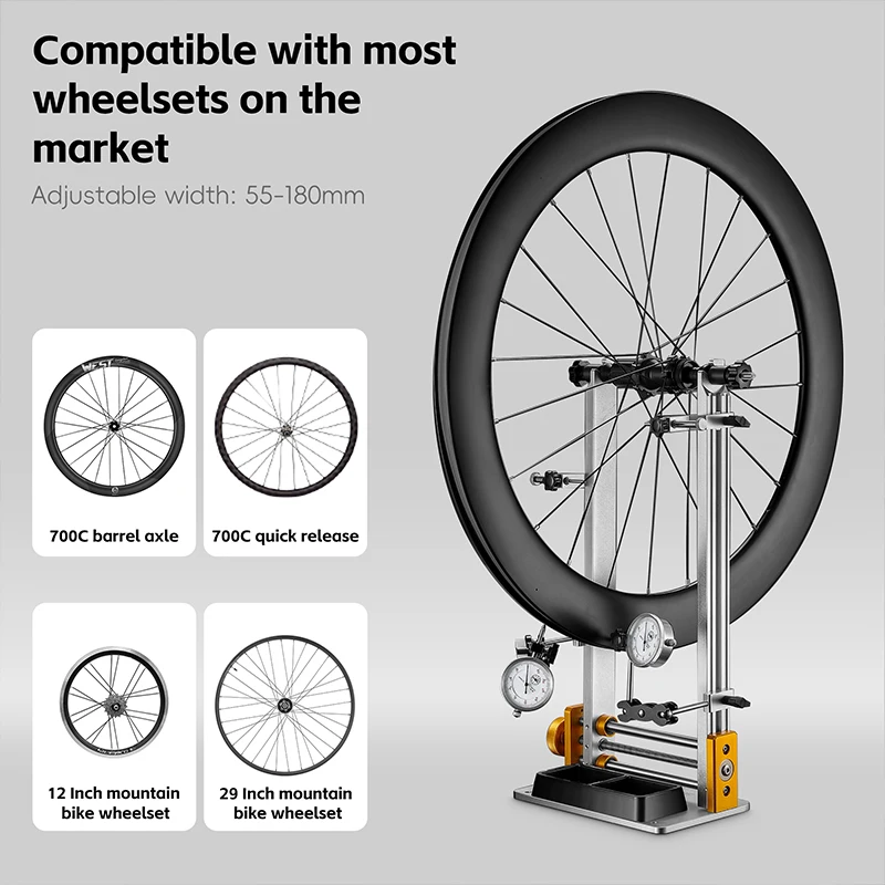 WEST BIKING Aluminum Alloy Wheel Truing Stand With Dial Indicator Bicycle Wheel Truing Stand Professional Bike Turing Stand