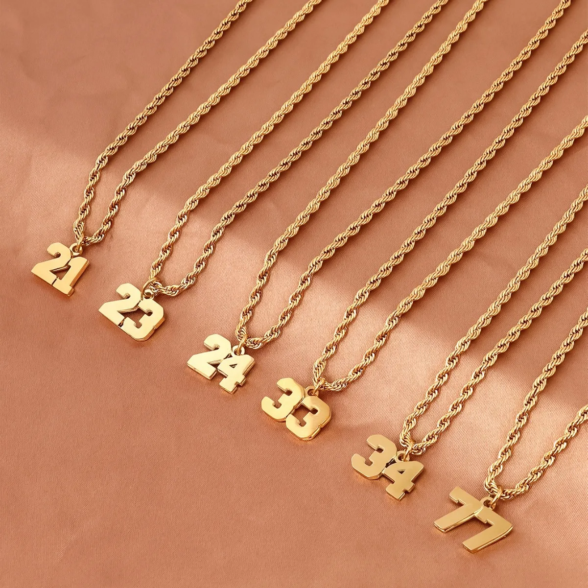 Angel Number Necklace Stainless Steel Twisted Rope Chain Stainless Steel  Personalized Lucky Number Charms Pendant Necklace