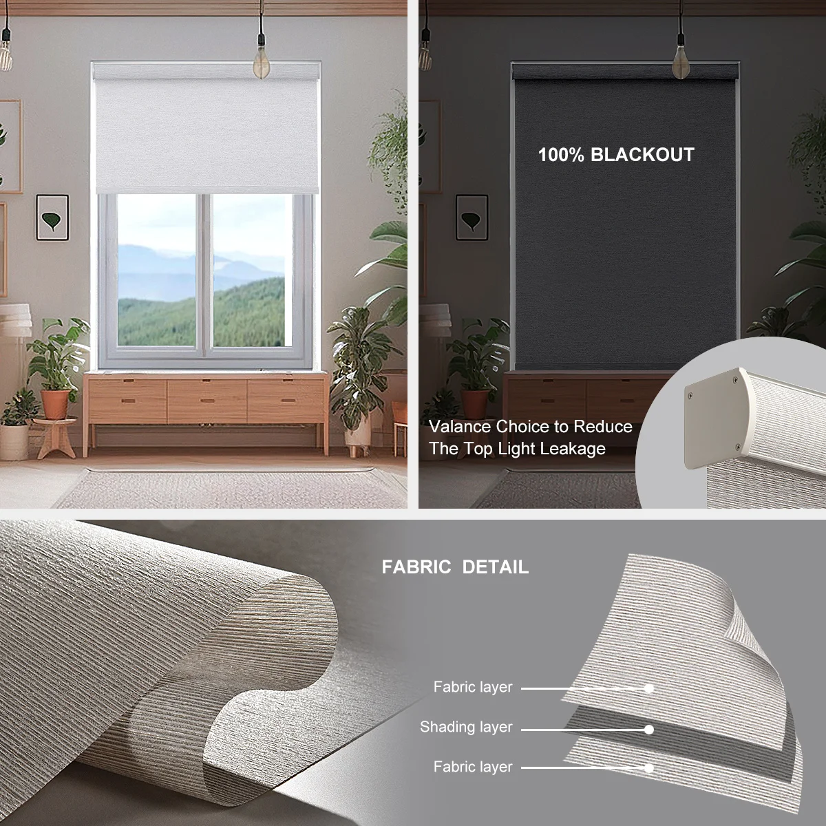 New Style Battery Power Blackout Roller Blind Fabric Ready Made Curtain Window For Bedroom Motorized Roller Shades