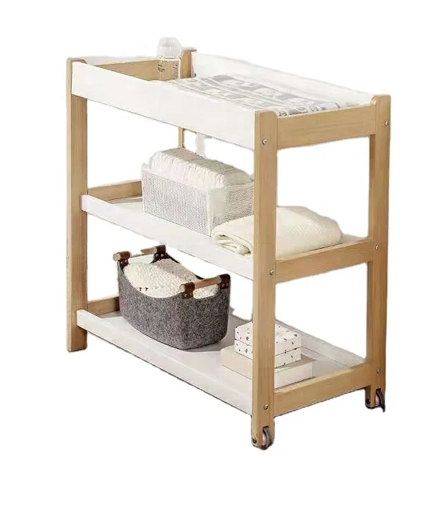 Natural Beech wooden dresser portable diaper changing table for baby newborn