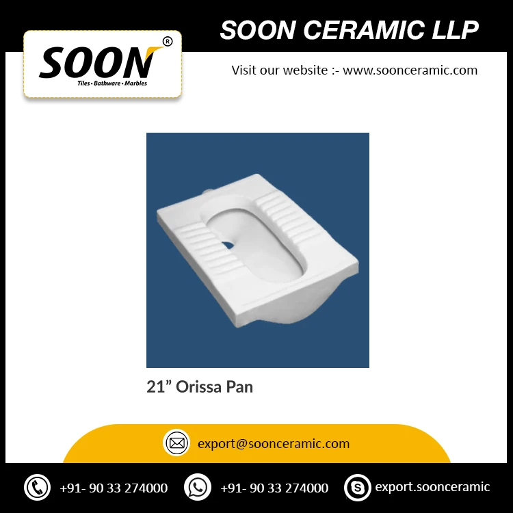 Top Quality Best Selling White Ceramic Squatting Toilet Pan for Bathroom for Worldwide Export from India