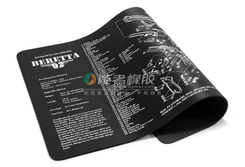 custmo logo natural rubber waterproof gun  cleaning mat