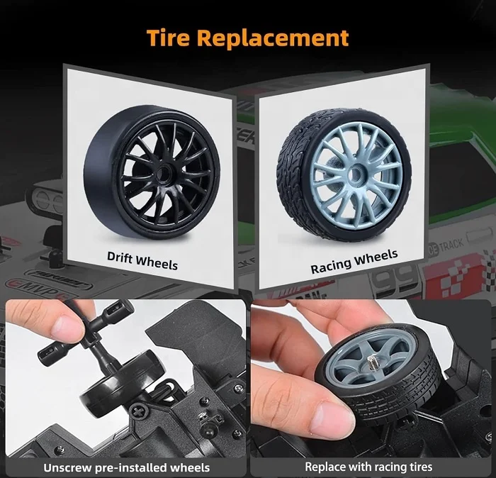 High Speed RC Drifting Car, 1:16 Remote Control Car toy for Drift and Race 2.4Gh 4WD 18KM/H Rechargeable Batteries