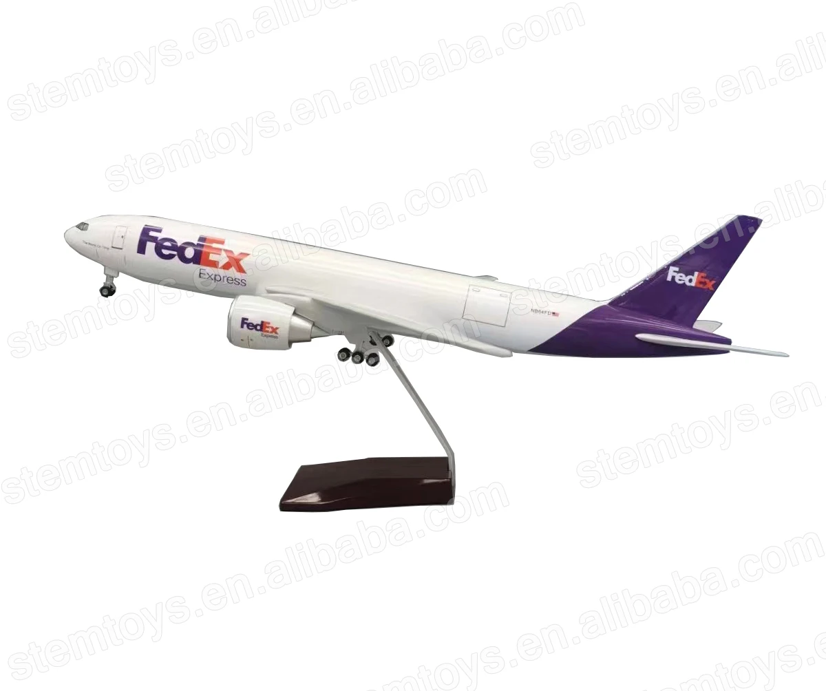 47CM B777 airplane model 1:157 Resin FedEx LED lights hot selling aircraft model for collection Holiday gift customizable