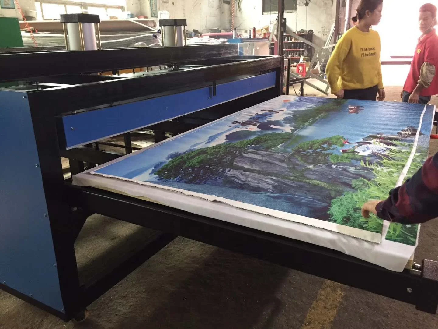 Large print double air cylinder 315x255cm heavy pressure fabric bedding sublimation artwork automatic heat transfer machine
