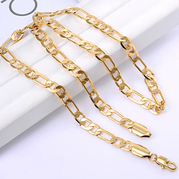 Fashion Brass Base Sterling Silver 925 2mm Figaro Chain