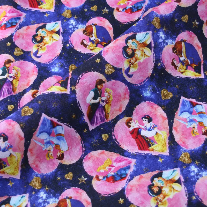 Colorful Princess heart print On Roll Bedding Use Textiles 100% Cotton Fabric