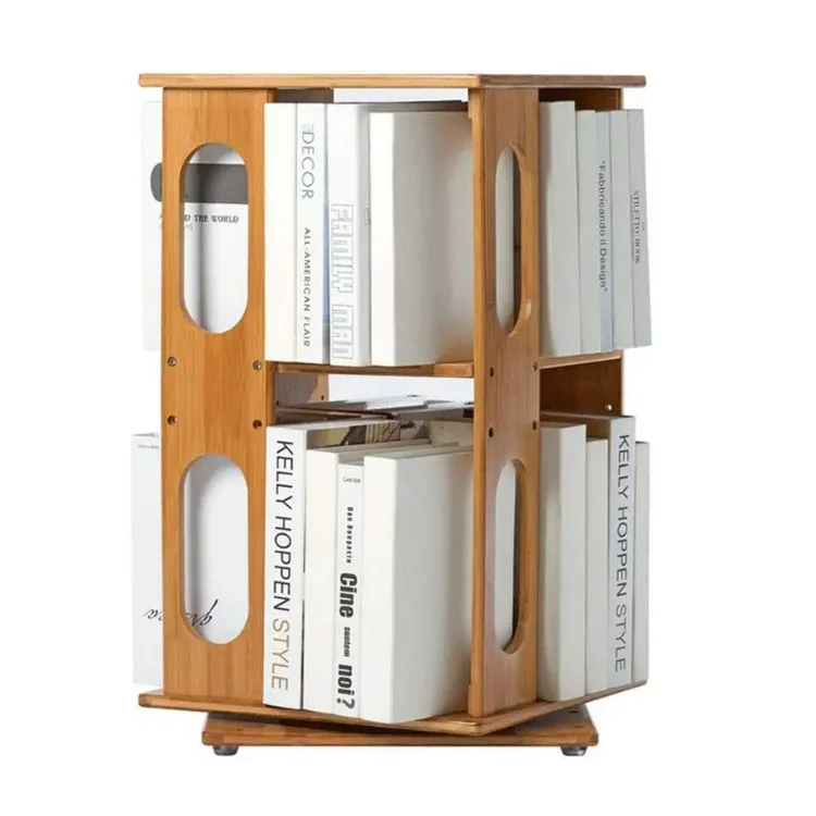 cubes design  bookcase desktop bookshelf adjustable bamboo simple 360 degree rotating bookshelf