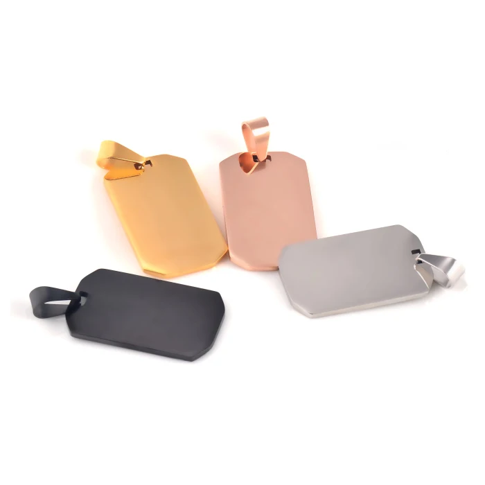 Customized 18K Gold Plated Stainless Steel Mens Dog Tags Pendant Blank Laser Engraved Promotional Jewelry Charm For Engraving