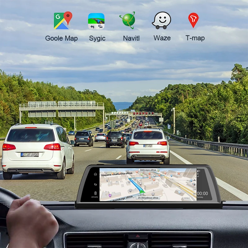 4G Android Car DVR Dash cam 4 Lens 10 inch Navigation ADAS GPS WiFi Full HD 1080P Video Recorder 2GB+32GB Vehicle Camera