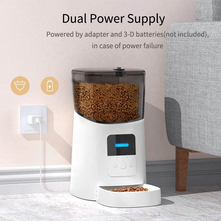 Wholesales 6L Dog Cat Smart Pet Feeder Wifi Alexa Tuya Smart Mobile Phone App Remote Control Microchip Automatic Pets Feeder