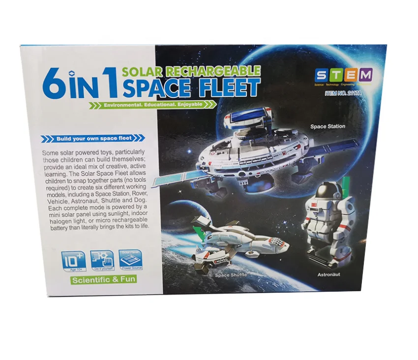 C03005 space fleet toy robots DIY Solar Power Science Kit Educational Space Solar Robot Toys 6 in 1 for kids -Powered by Solar