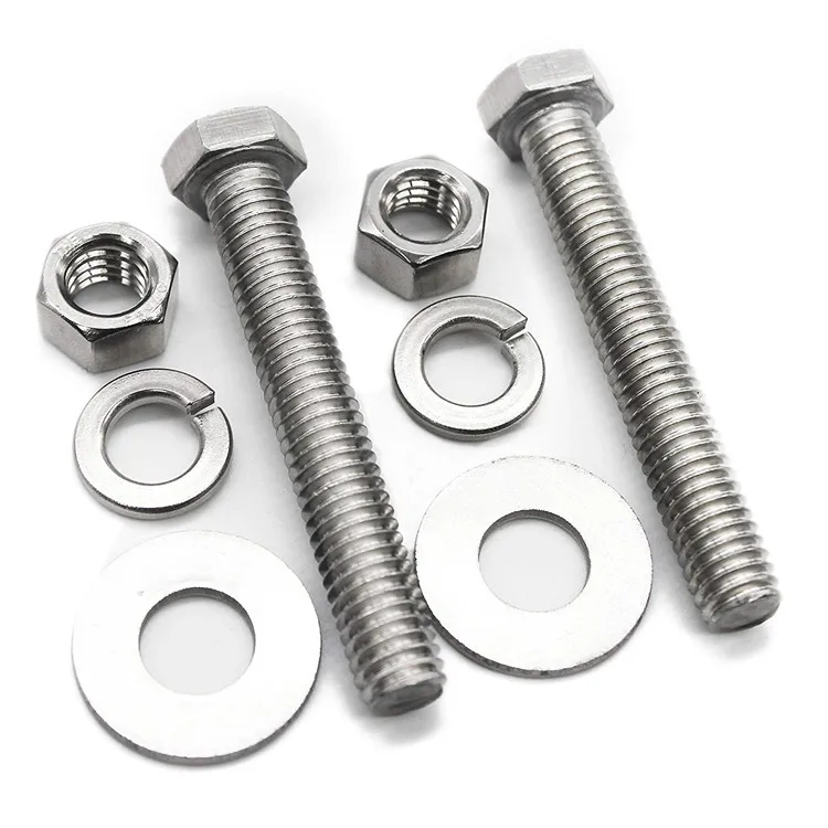 Stailnless steel 304 DIN933 hex bolt and nut washer