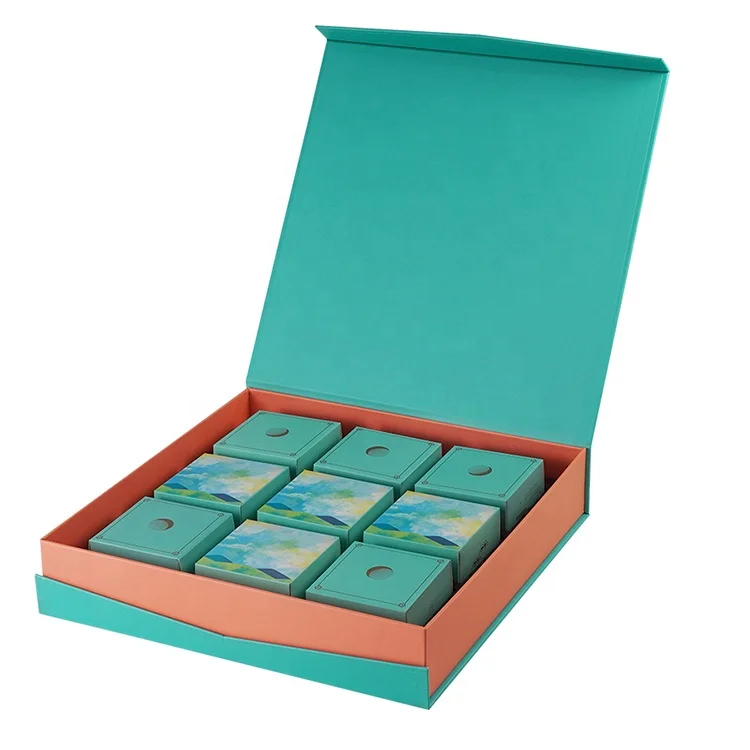 Recycled luxury custom rigid cardboard clamshell paper box food moon cake biscuits candy chocolate magnetic packaging box