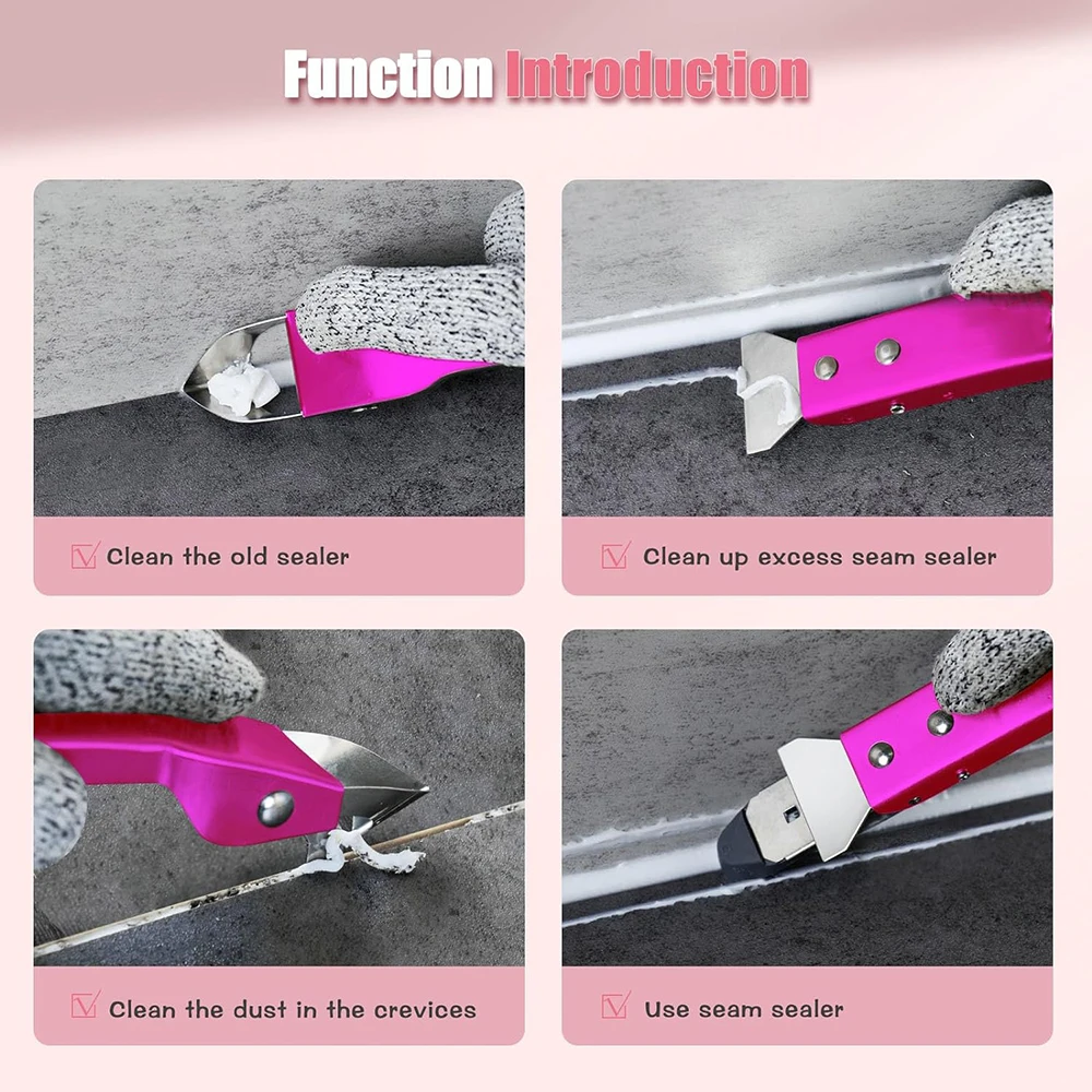 New Factory sales 4 in 1 Sealant Finishing Tool Stainless Steel Caulk Remover Tool with 5 Silicone Squeegee set