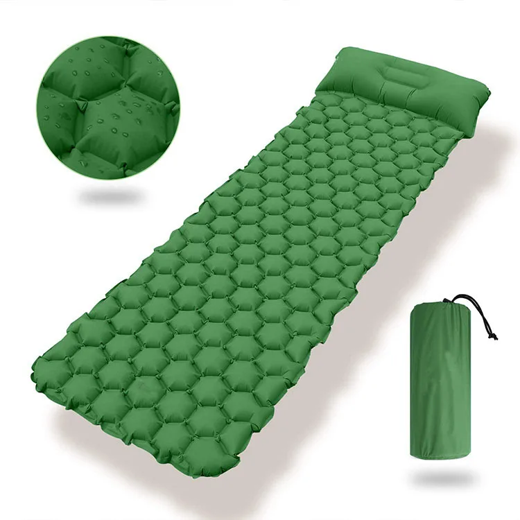 High quality Outdoor Camping TPU Material Inflatable Mat Air Sleeping Pad Mattress for Camping with pillow