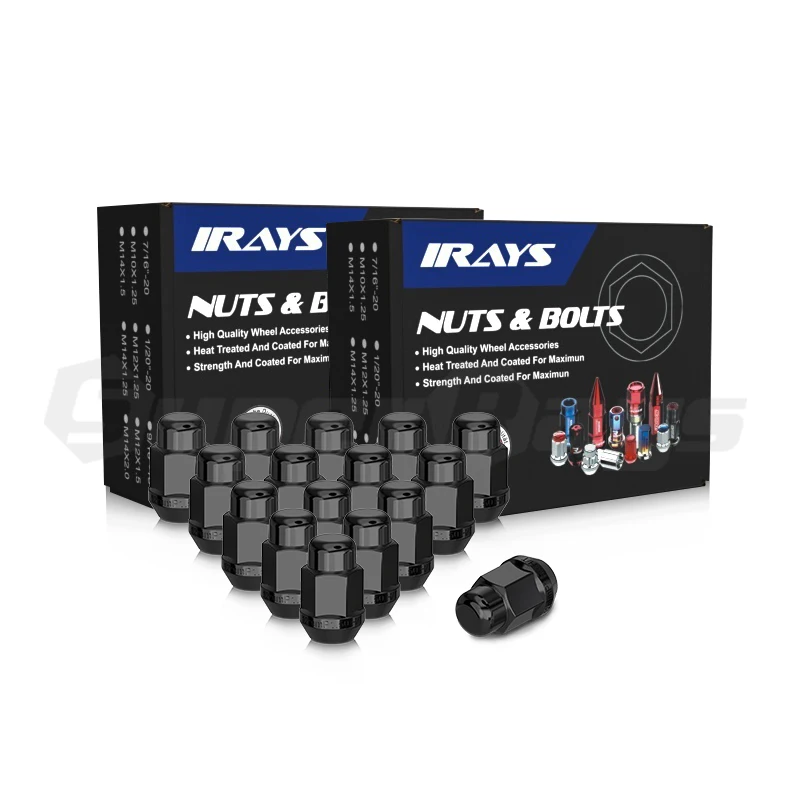 IRAYS 19mm Hex cone seat black chrome  Wheel Lug Nut with H/T steel seal