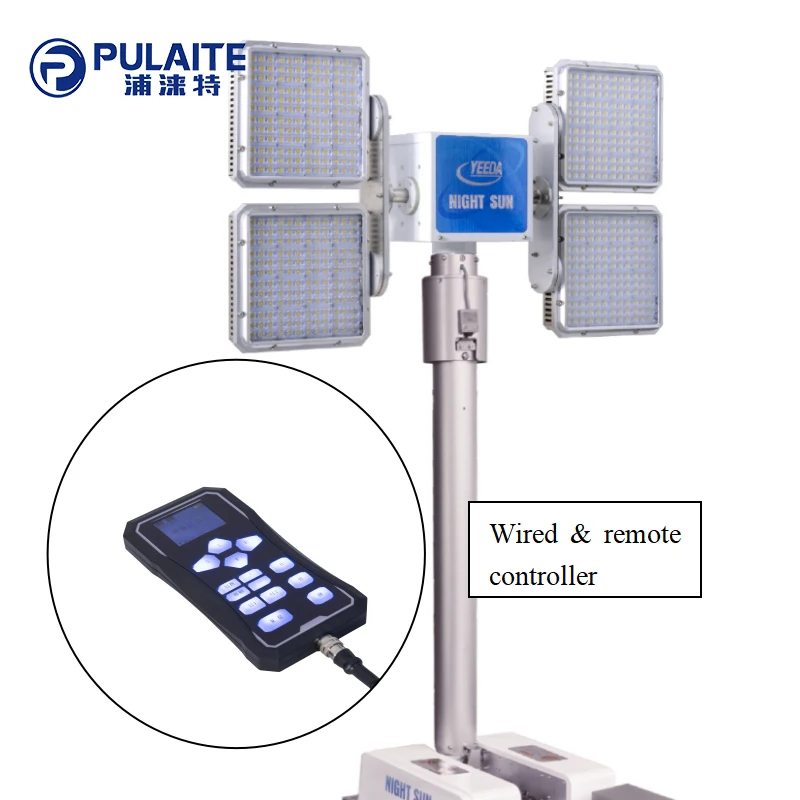 LED PULAITE fire trucks Vehicle Lighting customized height vehicle mounted telescopic mast light tower