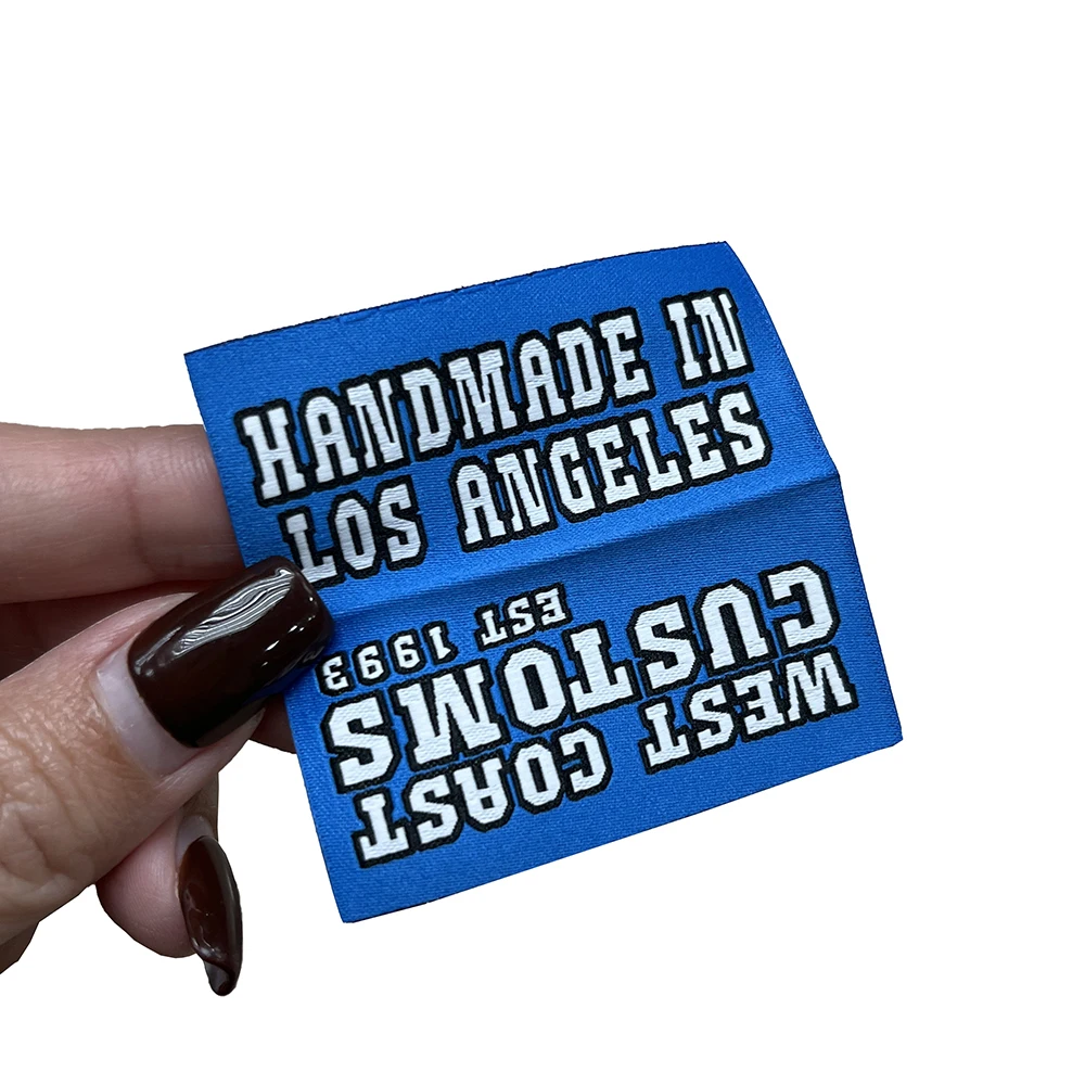 Custom LOGO Brand Name Cloth Tags Garment Neck Fabric Satin Labels Sew On Damask Woven Labels For Clothing