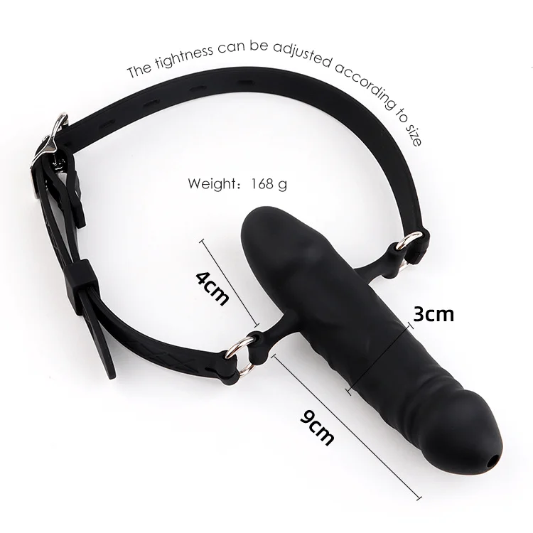 extended silicone strap on double hollow cock mouth gag
