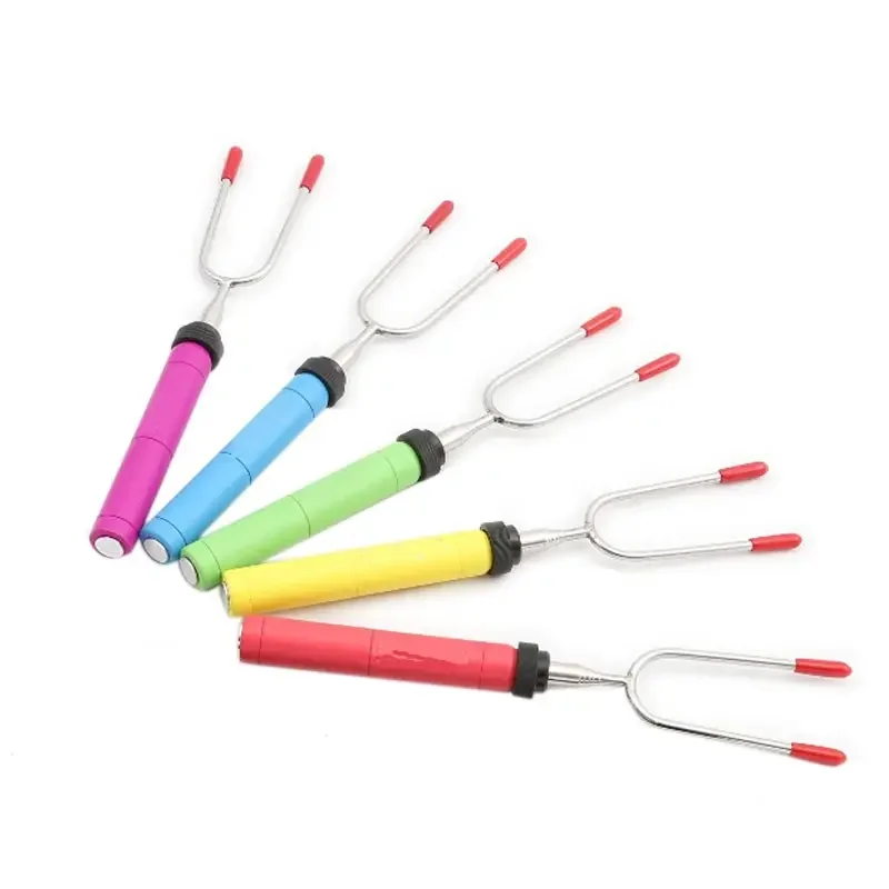 New Model Custom Wooden Handle Bbq Forks Stainless Steel Extendable Bbq Fork
