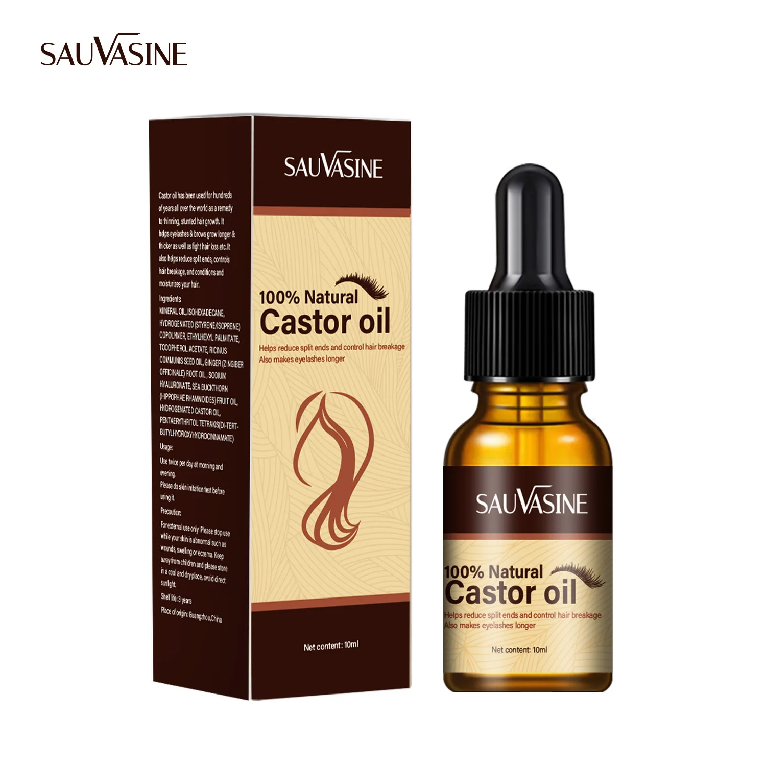 Private Label Wholesale Eyelash Growth Treatments Lash Serum Natural Curl Natural Thick Castor Oil Eyelash Growth Serum