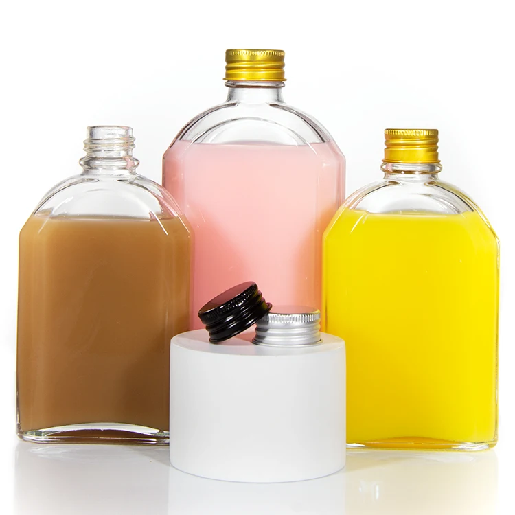 Factory Price 100ml 200ml 350ml Clear Wine Beverage Cold Brew Coffee Juice Flat Glass Bottle for Liquor