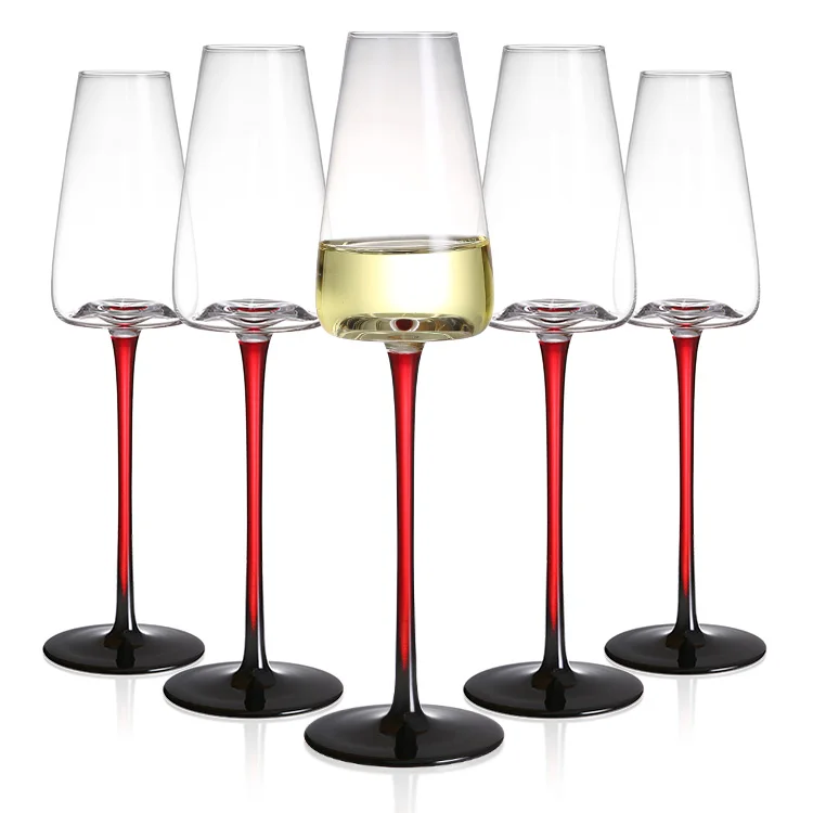 Top seller 240ml hand crafted custom crystal bar glassware drinkware white red wine drinking glasses flutes set champagne glass