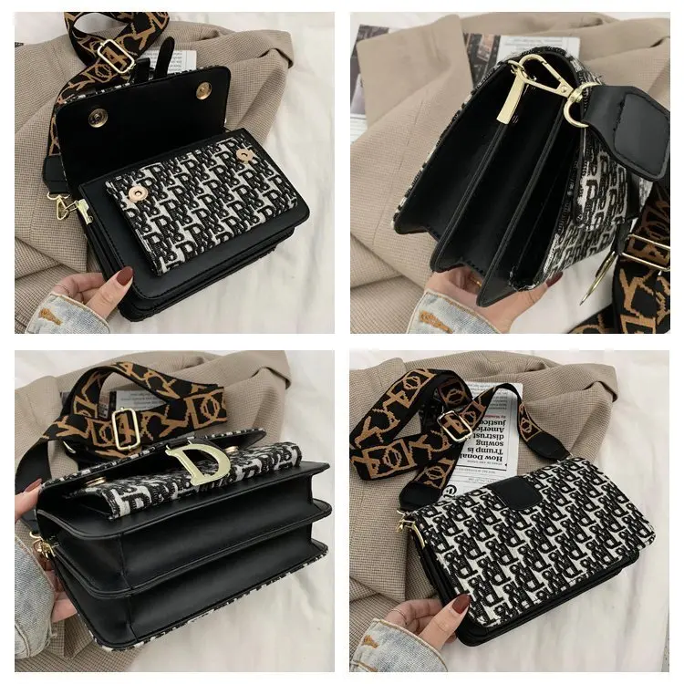 Newest ladies Designer Letter Wide Shoulder Strap Purse bolsos de mano bolsa feminina luxury famous brand name handbag for women
