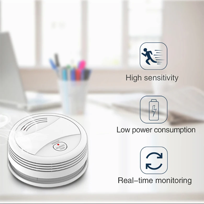 Smart Home Tuya App Alexa Google Home WiFi Standalone Independent 9v alkaline Battery Fire Alarm Smoke Detector Sensor