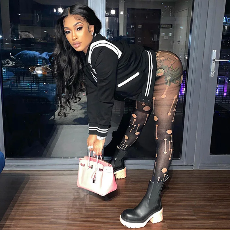 Cheap Price Wholesale Top Selling Women Leggings Free Size High Waist Holes Hollow Pantyhose Sexy Stretch Tights