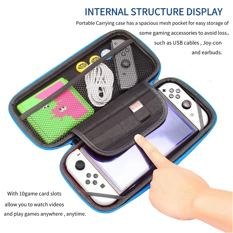 PU Case Compatible with Switch OLED Model 2021 Accessories Bundle with Screen Protector, Clear Cover for Switch-Pro