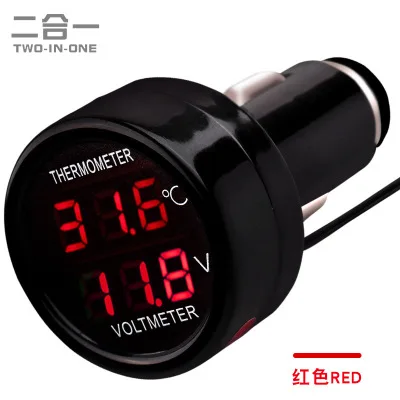 New Hot Charger 12V 24V Car Motorcycle LED DC Dual Digital LED car Display Voltmeter Thermometer Waterproof Meter Wholesale