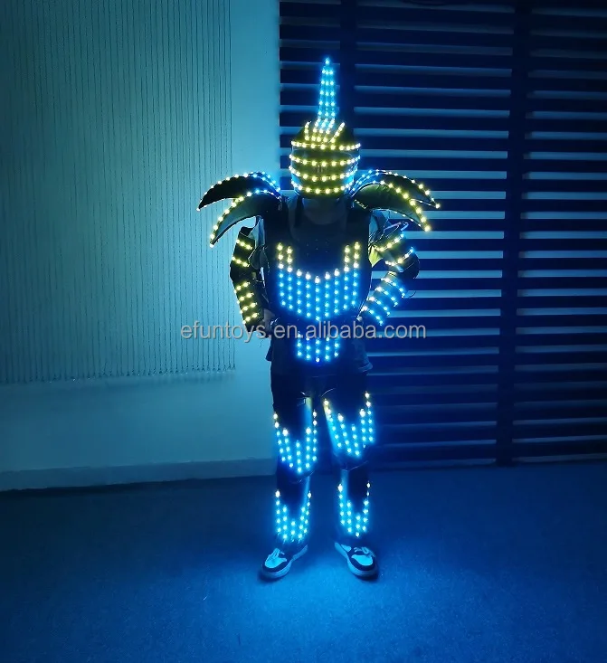 Efun 2024 Led Stage Clothes Luminous Costume Robot Suits Mobile Power Supply Led Robot Costume 1 Piece Customized Adults Sets