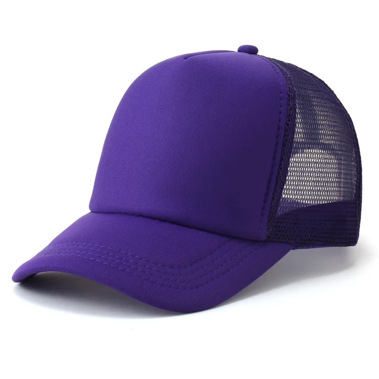 Custom Logo High quality Classic snapback Mesh Sports plain Baseball cap 5 panel Hat foam dark purple trucker hats for man women