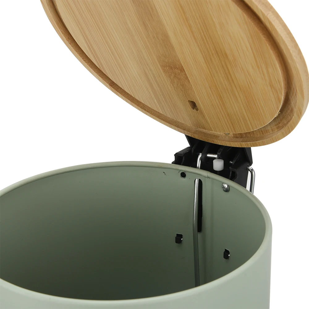 Бамбуковая деревянная мусорная корзина с педалью 3 л 5 функцией мягкого закрытия для ванной комнаты