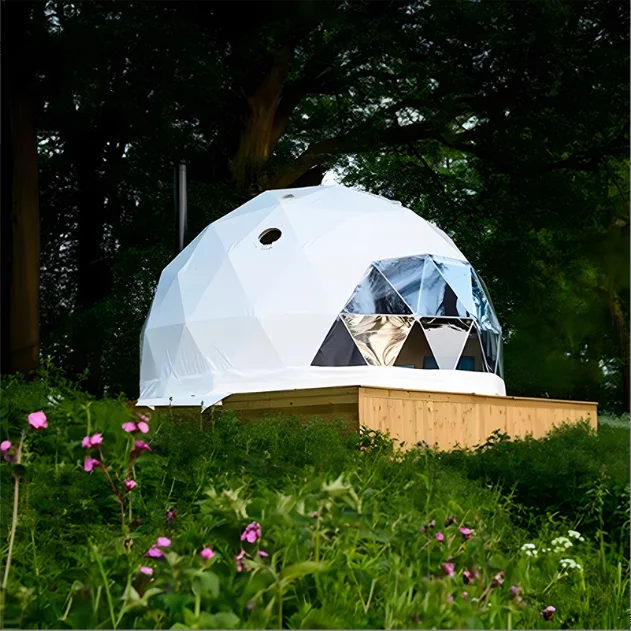 Customized 7m 8m trade show tent outdoor luxury transparent Igloo geodesic dome house tent