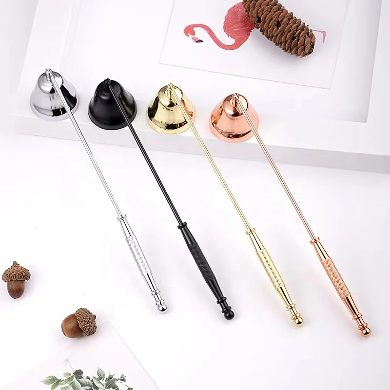 Multi-color banquet candle extinguisher stainless steel fashion candle snuffer bell-shaped candle fire extinguisher